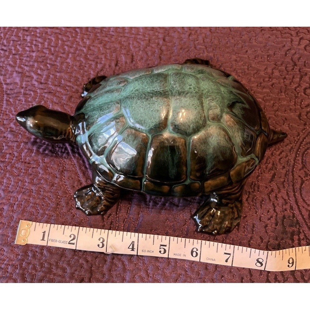 Vintage Blue Mountain Pottery Sea Turtle Canada Green Drip Glaze BMP 9x7x4 Walks - Picture 12 of 14